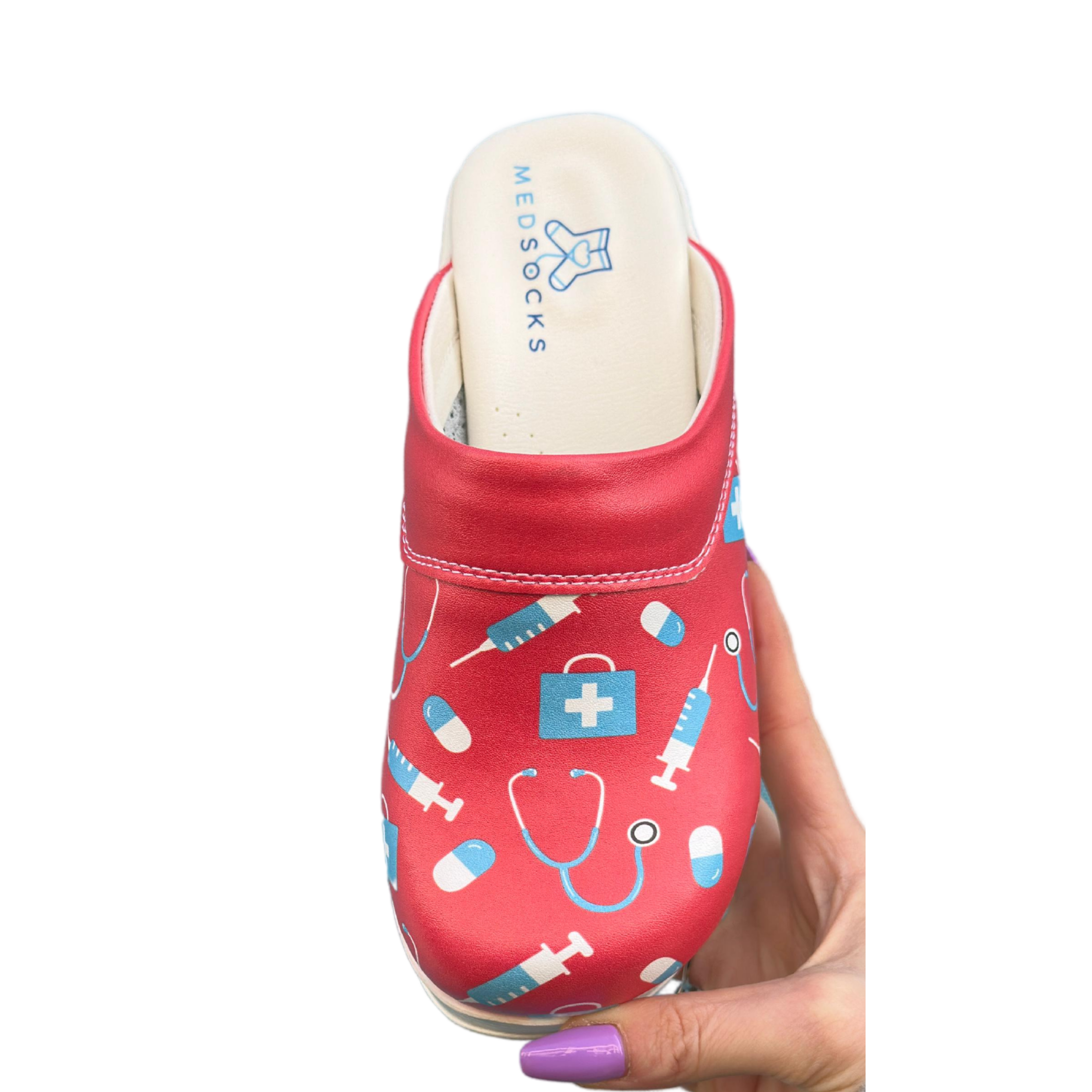 AirMeds Clogs Pflege Rot/Blau