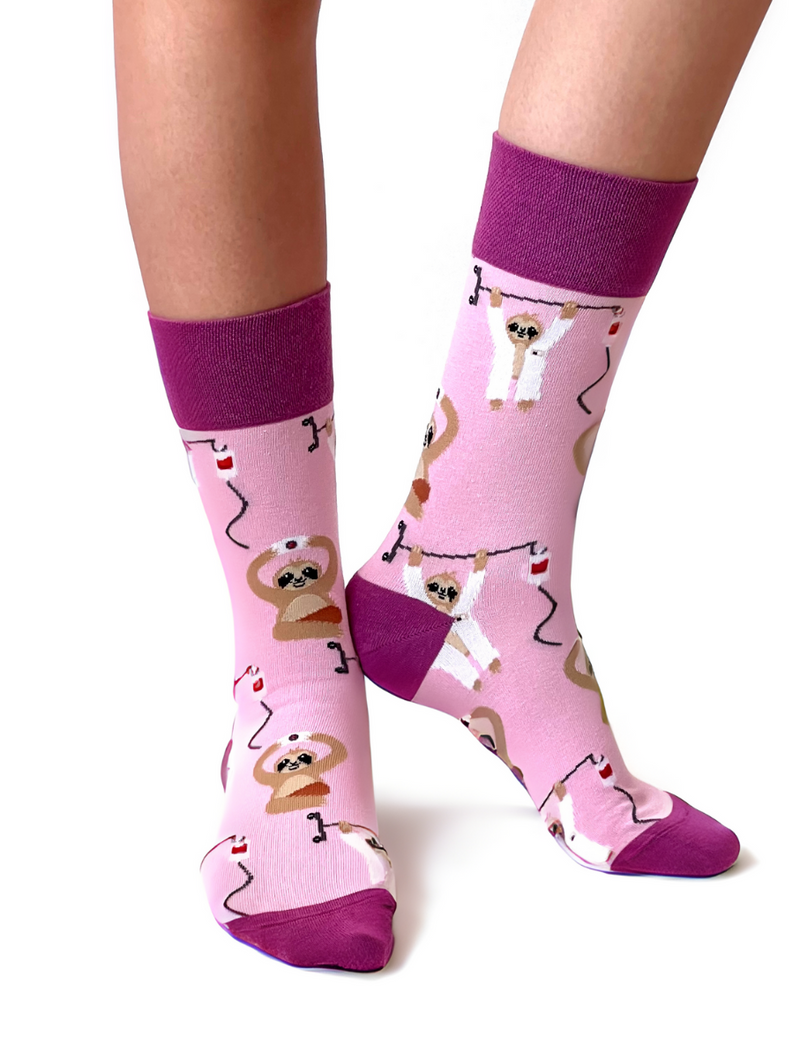 Medizinisches Faultier Socken Rosa