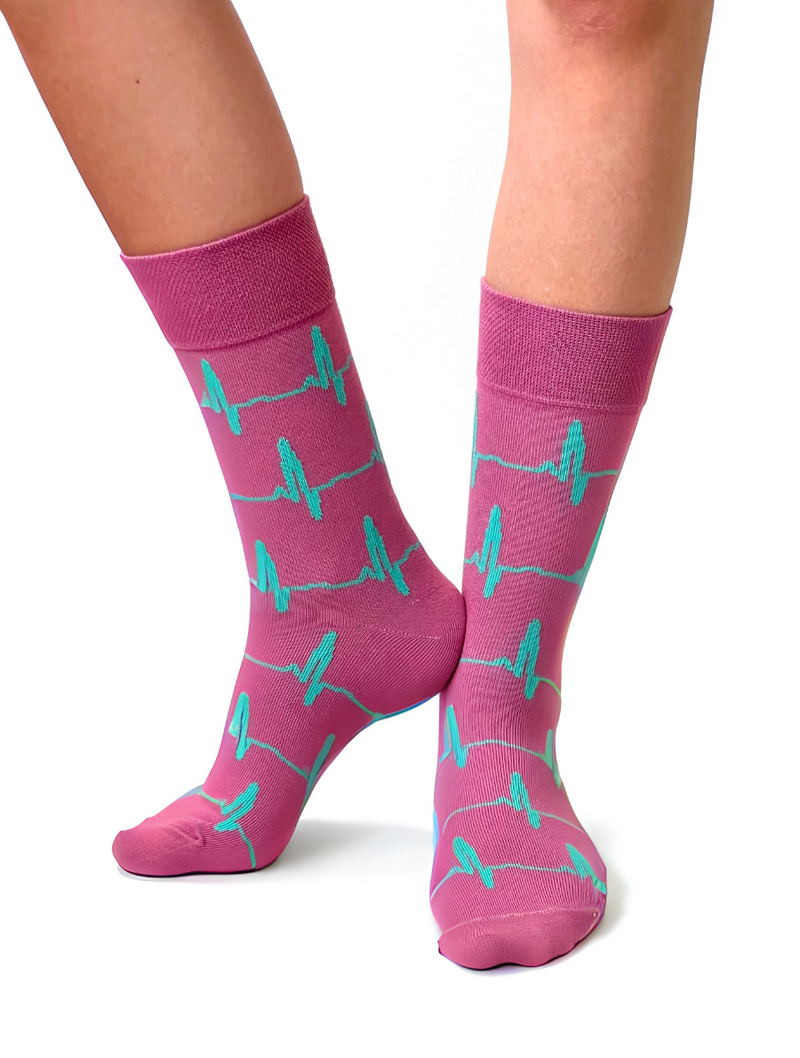 ❤️ EKG | Herzschlag Socken Rosa Blau