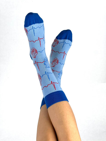 EKG Socken Blau