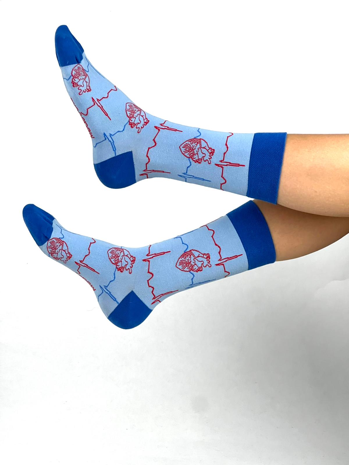 EKG Socken Blau
