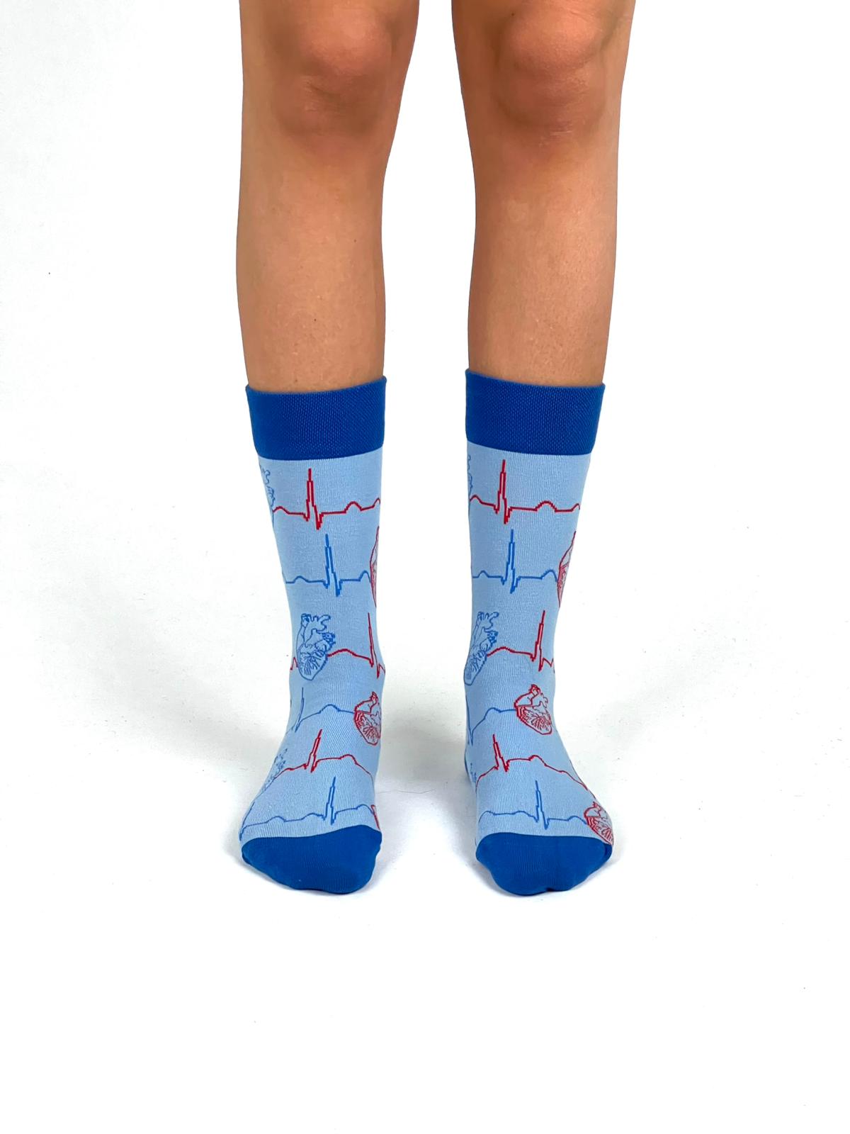 EKG Socken Blau