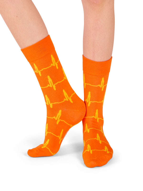 ❤️ EKG | Herzschlag Socken Orange Gelb
