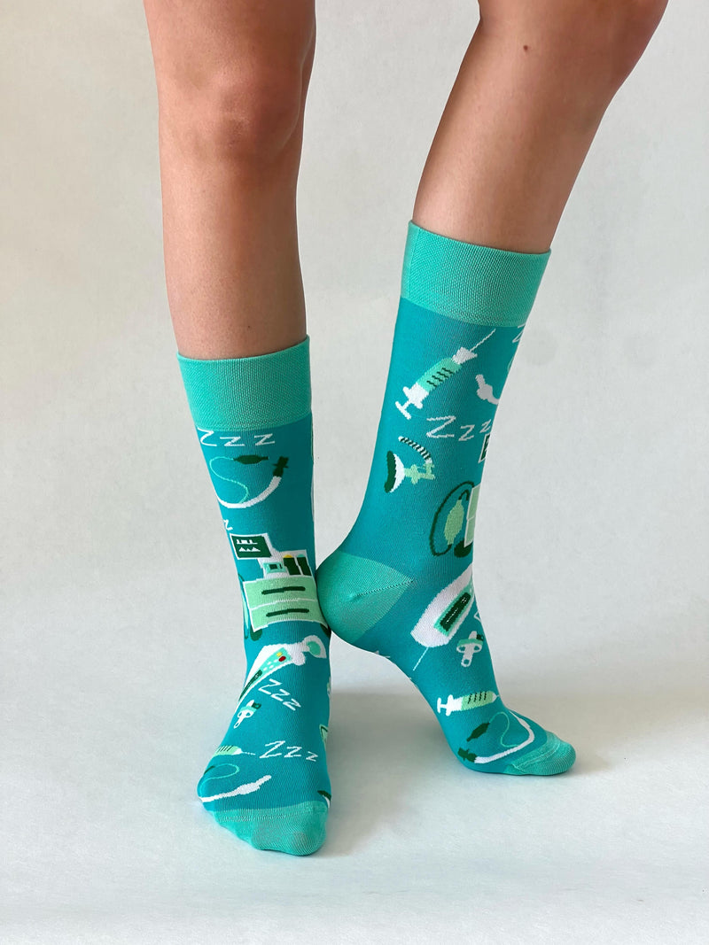 Grüne Anästhesie Socken- Narkose Socken