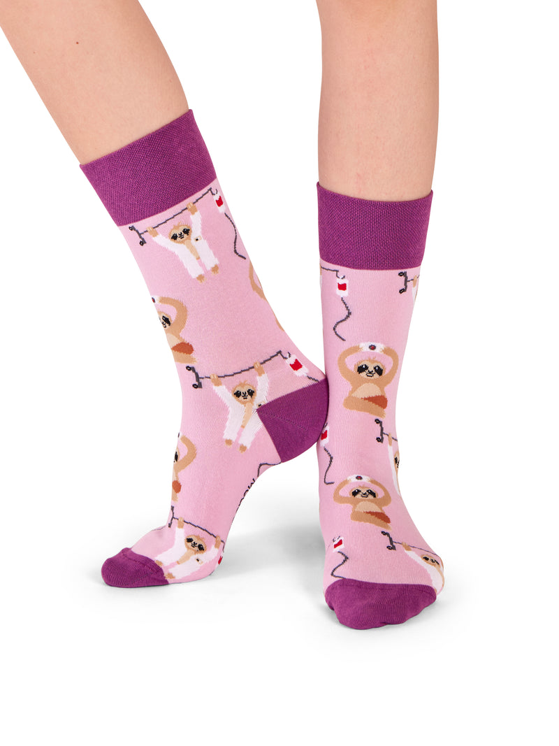 Medizinisches Faultier Socken Rosa