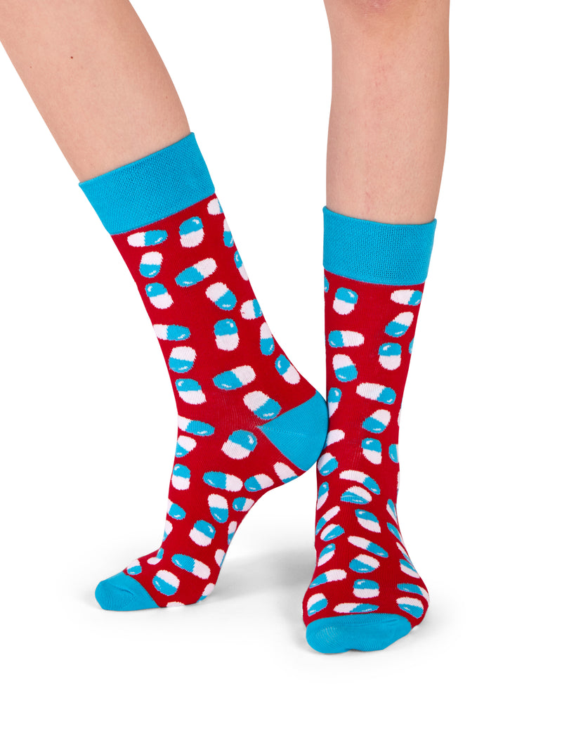 Medikament | Pillen Socken Rot Blau