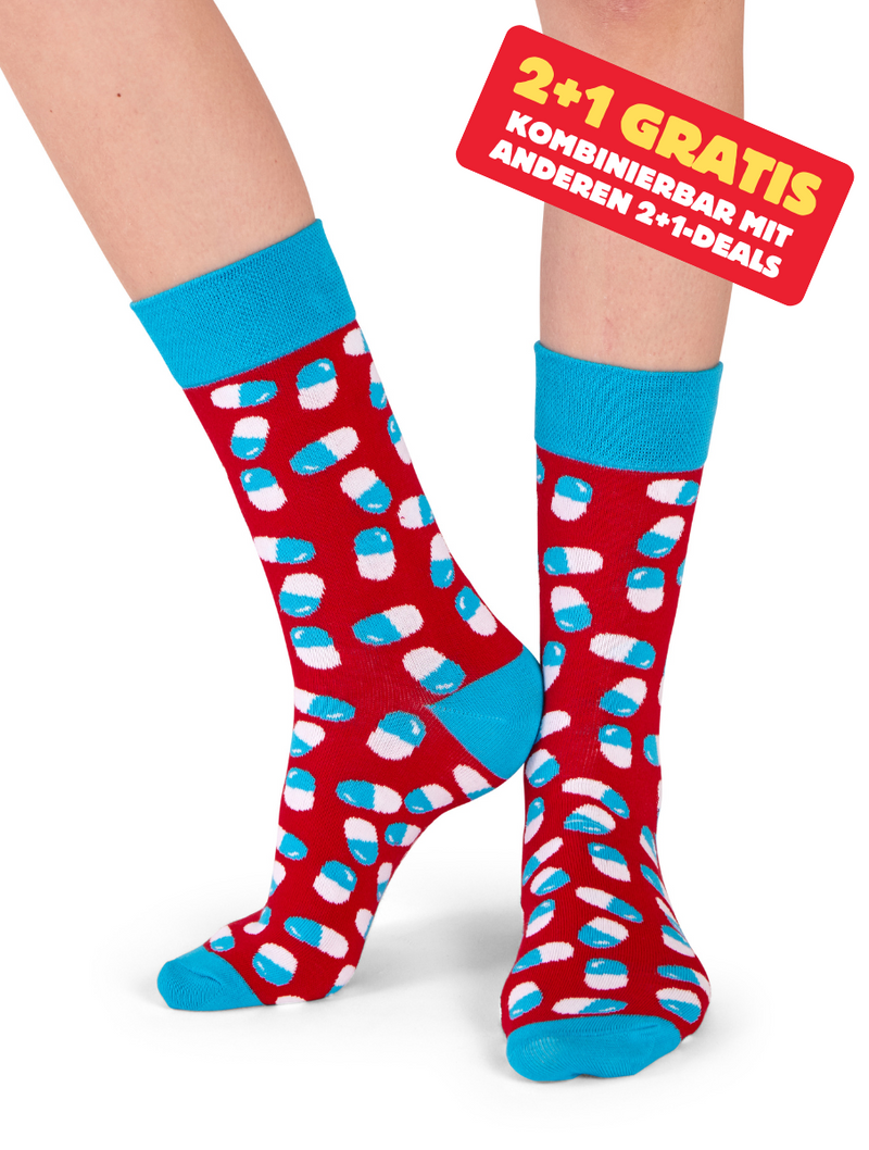 Medikament | Pillen Socken Rot Blau