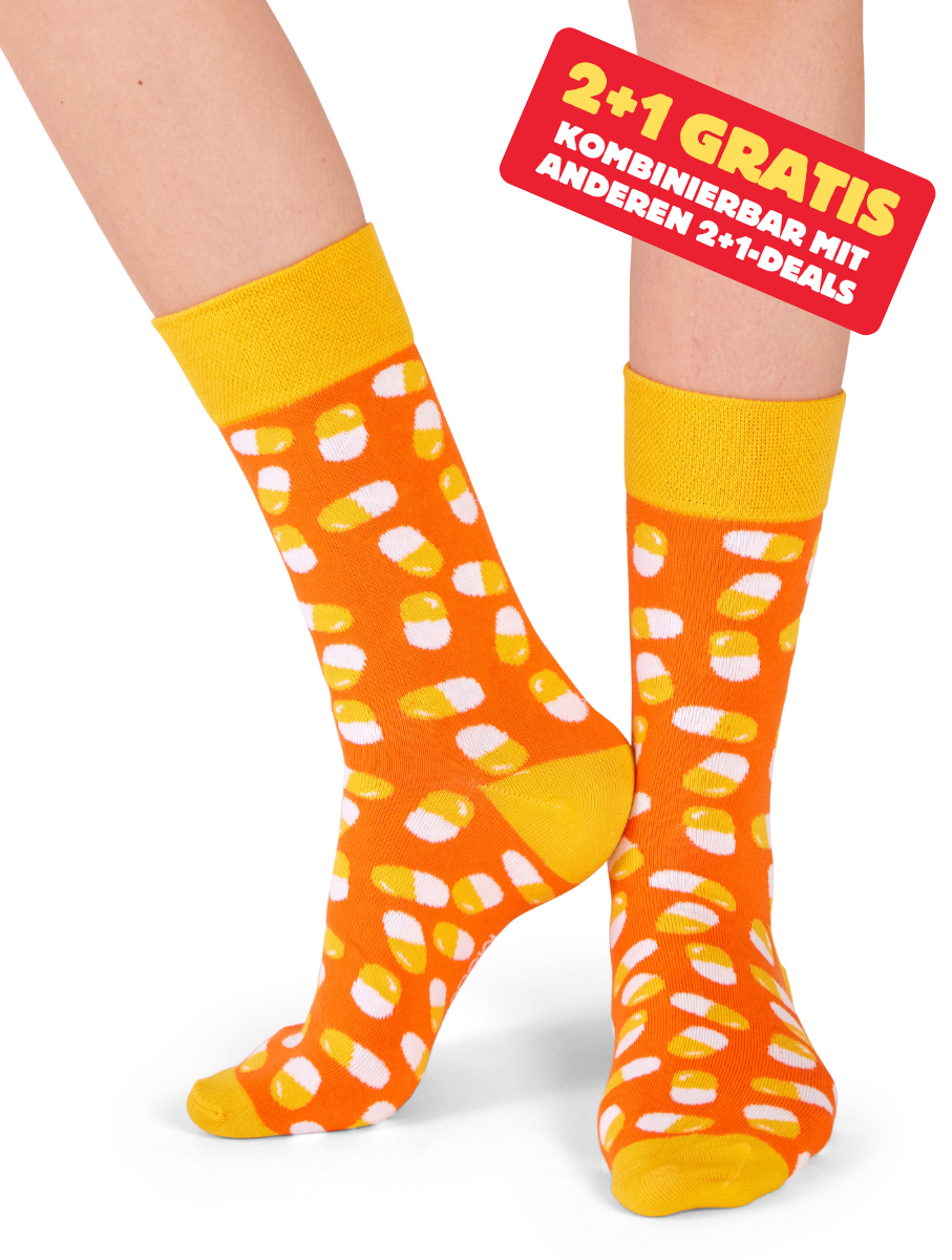 Medikament | Pillen Socken Orange Gelb