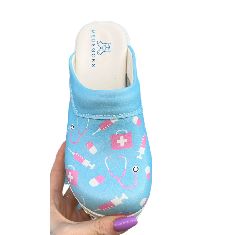 AirMeds Clogs Pflege Blau/Rosa