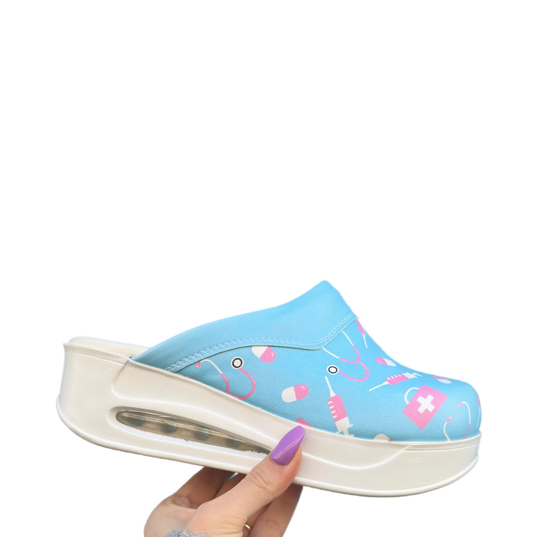 AirMeds Clogs Pflege Blau/Rosa