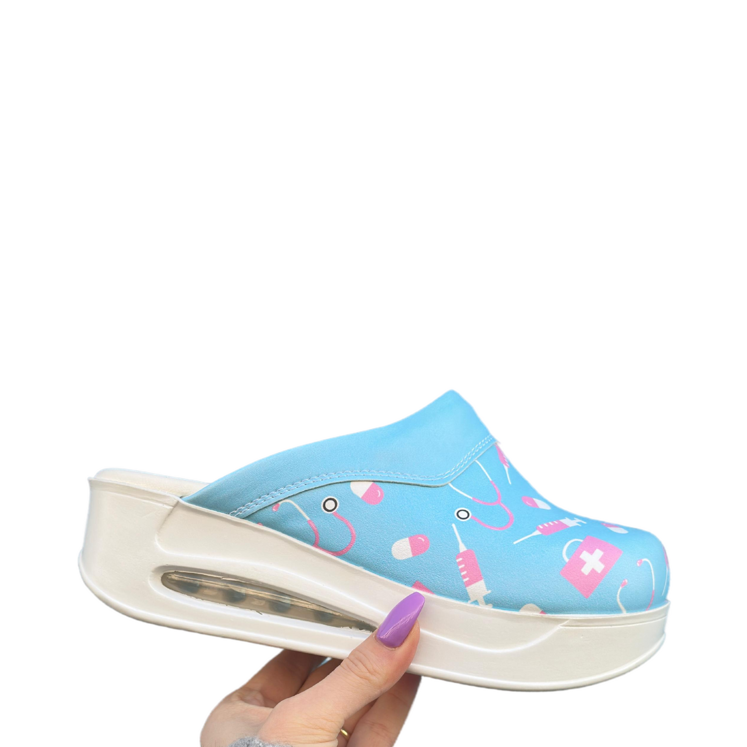 AirMeds Clogs Pflege Blau/Rosa