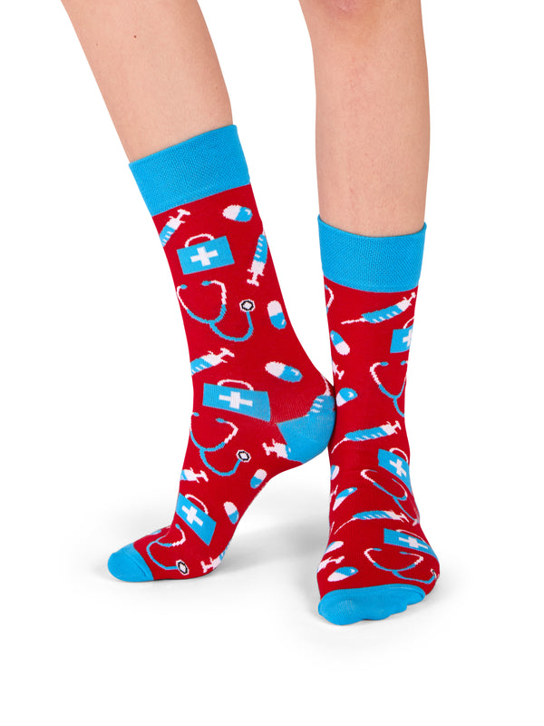 Pflege Socken Rot/Blau 🩺