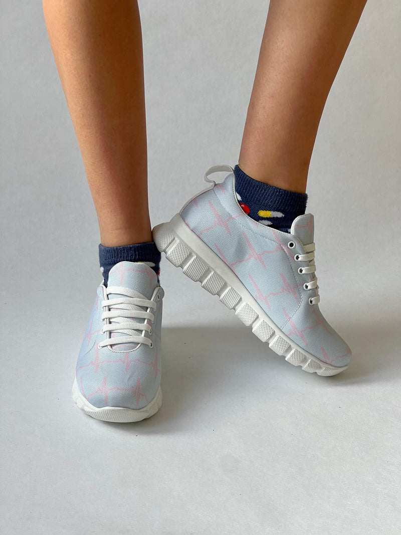 MedSocks Sneakers Hellblau/Rosa EKG