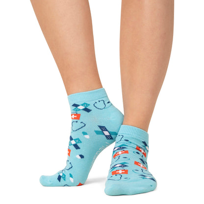 🟦 Zorg Enkelsokken Blauw &amp; Rood 🟥 - MedSocks